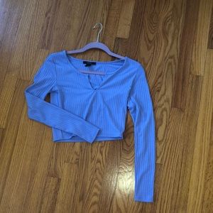 Forever 21 Lavender Key Hole Long Sleeve Crop Top